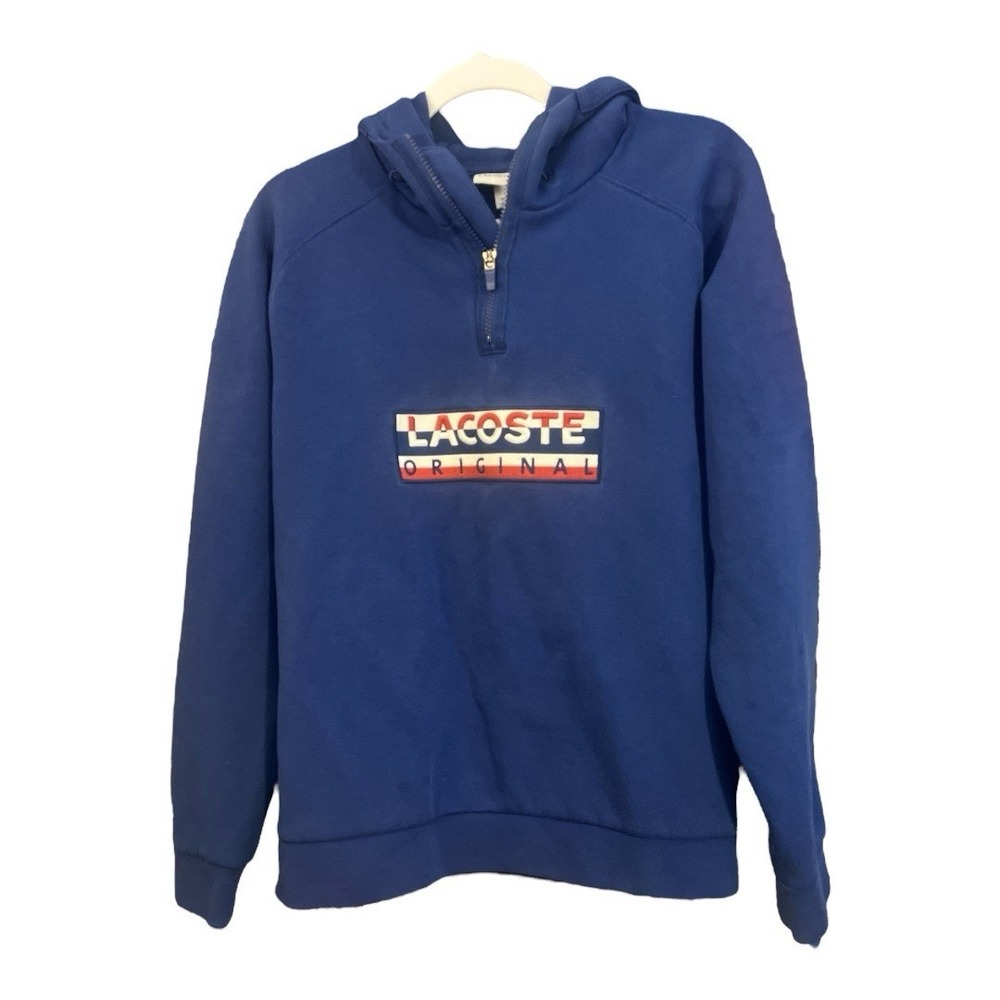 Lacoste 1/4 Zip Hooded Pull Over Large Logo Size Large SE1